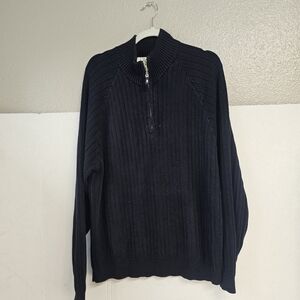 E Magrath Navy 1/4 Zip Ribbed Sweater Sz XL Mock Neck Casual Preppy Golf V0577